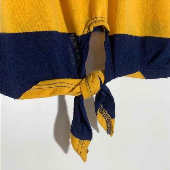 Yellow/Blue rugby striped long sleeve shirt. SizeL - Picture 2 of 4